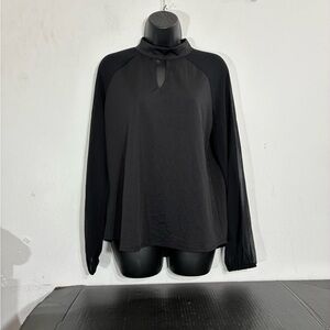 Worthington Black Women's Top Sheer Sleeves Med New